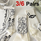 Cotton Blend Abstract Graphic Crew Socks