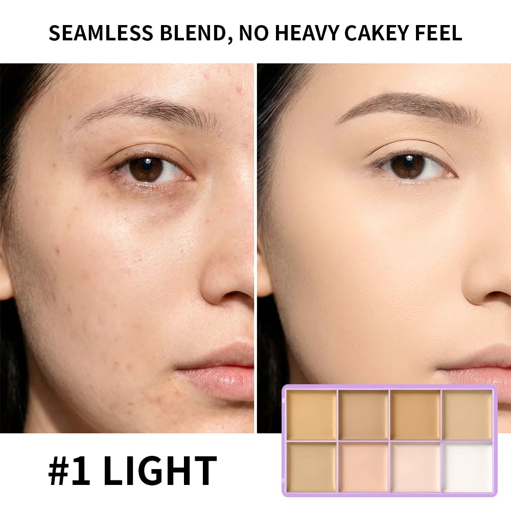 8 Shade Cream Concealer Palette and Contour Kit