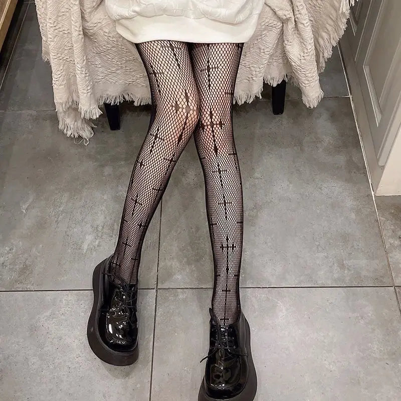 Nylon Polyester Skull Pattern Fishnet Pantyhose
