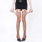 Floral Nylon Pantyhose Suspender Tights