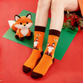 Cotton Blend Smiling Fox Pattern Mid Calf Socks
