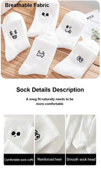 Polyester Blend Cartoon Expression Mid Tube Socks