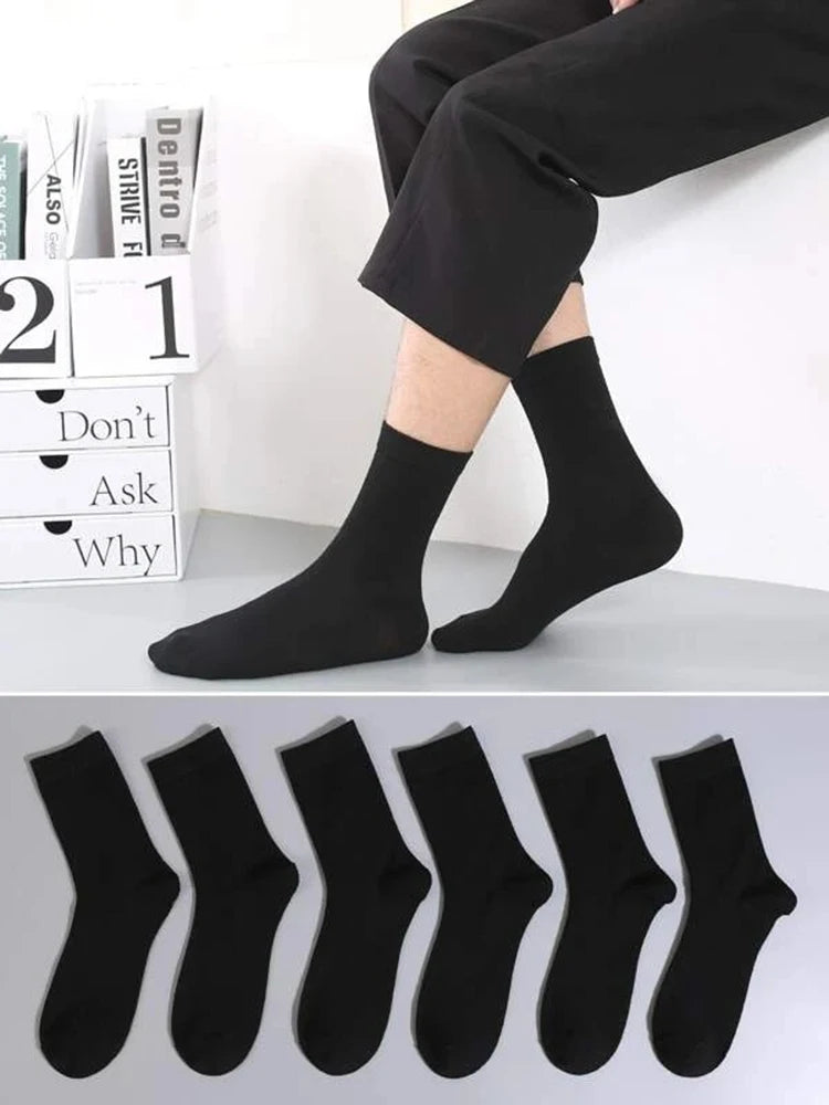 6 Pairs Polyester Spandex Mens Crew Socks