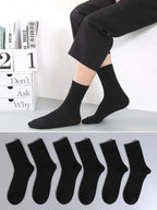 6 Pairs Polyester Spandex Mens Crew Socks