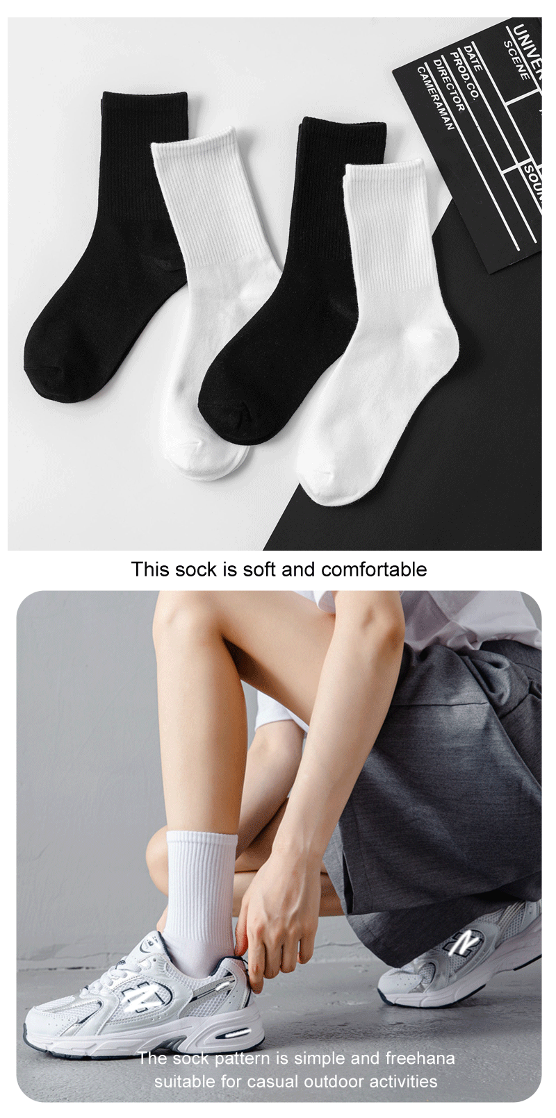 6 Pair Polyester Blend Crew Socks Set