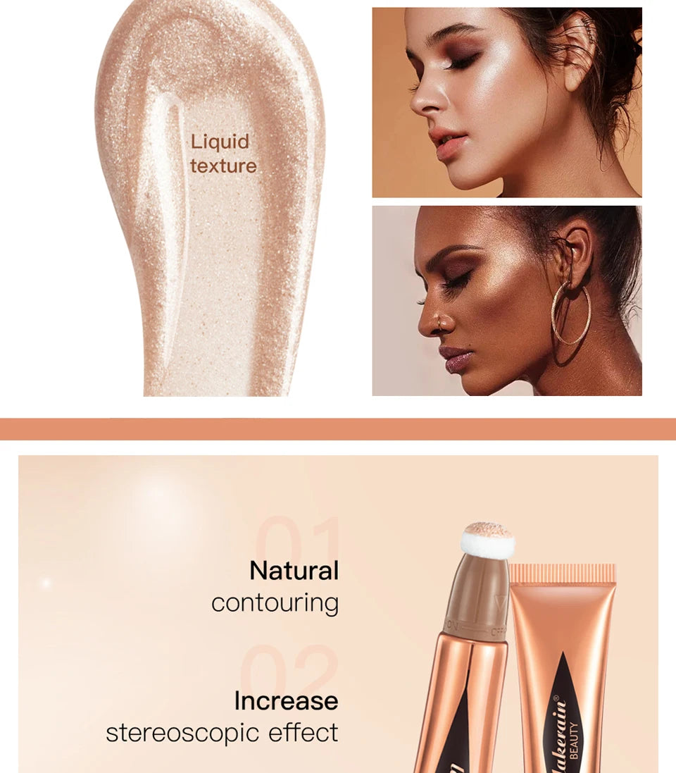 Liquid Face Contour Highlighter and Blush Wand Makeup Applicator