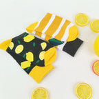 Cotton Lemon Print Mid Calf Casual Socks