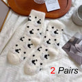 Polyester Elastane Cow Pattern Plush Socks