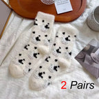 Polyester Elastane Cow Pattern Plush Socks