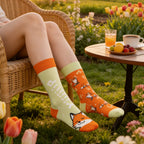 Cotton Blend Fox Pattern Casual Mid Tube Socks