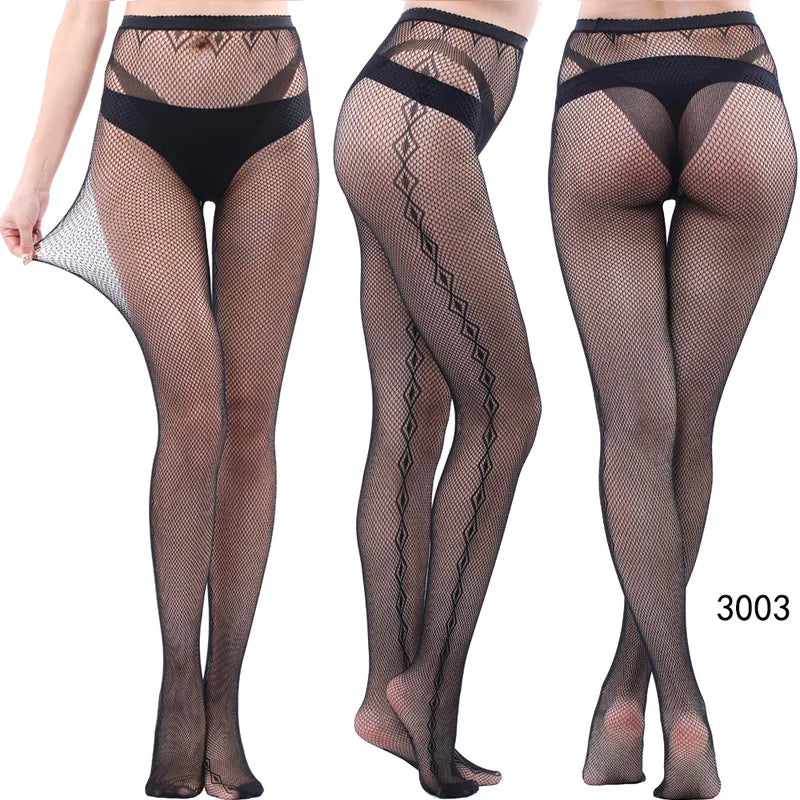 Nylon Spandex Jacquard Patterned Fishnet Pantyhose Tights
