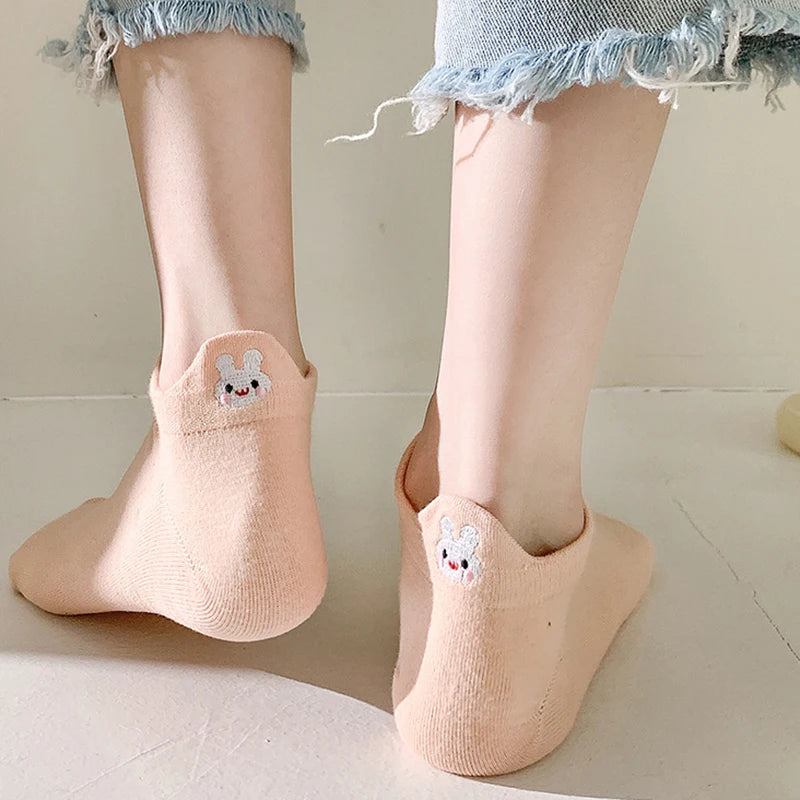 Cotton Embroidered Animal Crew Socks