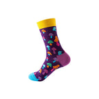 Cotton Blend Mushroom Print Mid Calf Socks