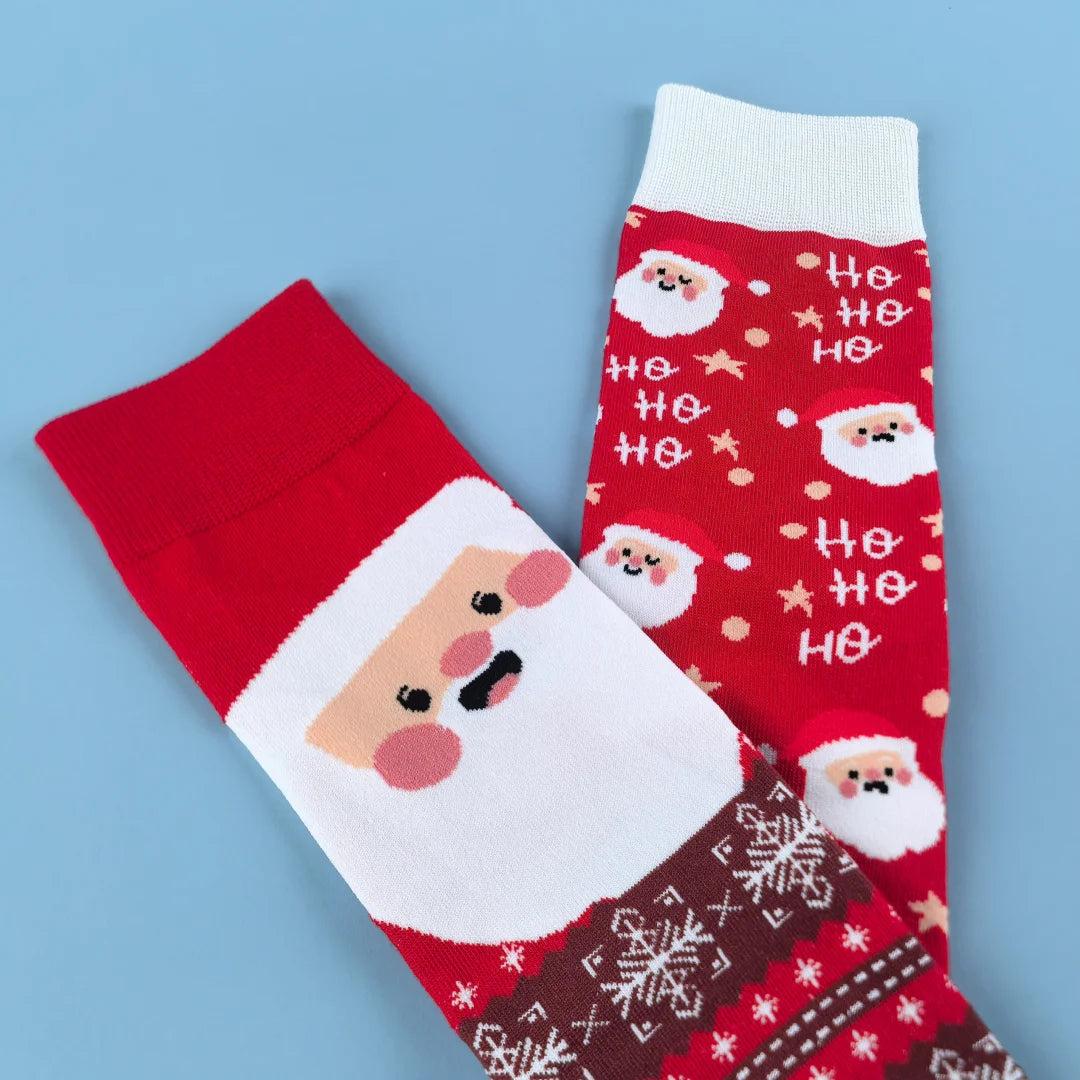 Cotton Blend Santa Claus Mid Calf Christmas Socks