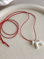 Enamel Horse Pendant Rope Necklace