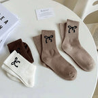 Polyester Elastane Women Bow Crew Socks