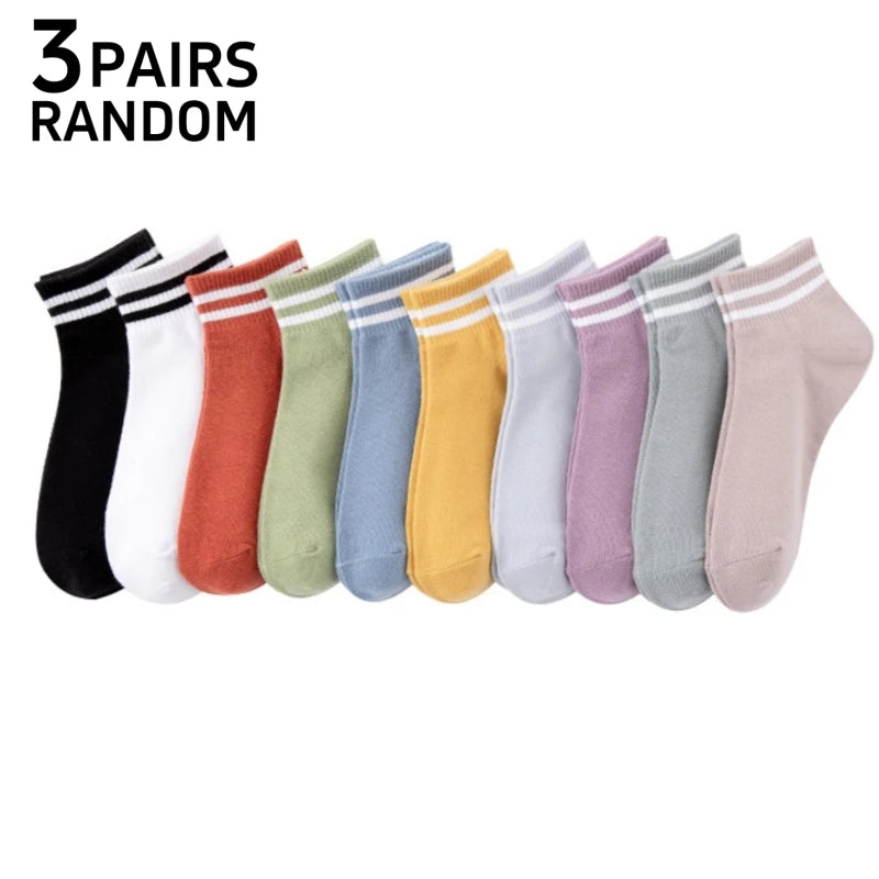 Polyester Elastane Striped Crew Socks