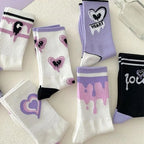 Polyester Elastane Heart Print Mid Tube Socks