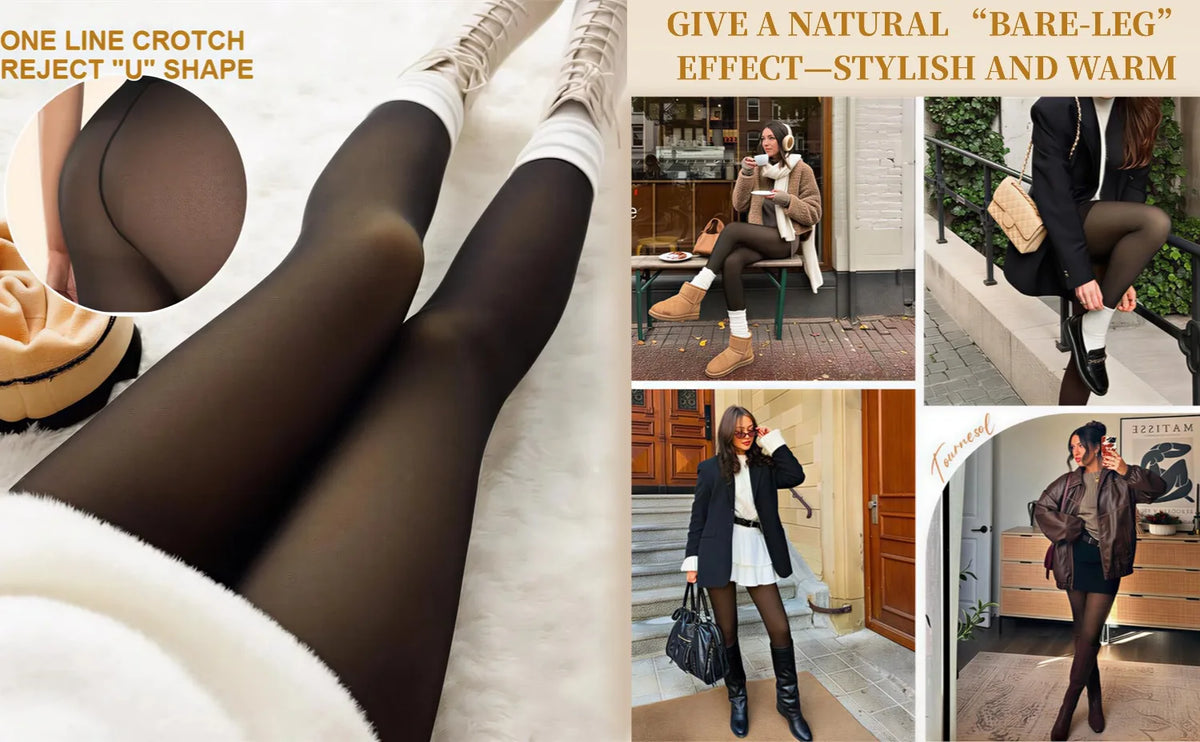 Fleece Lined Translucent High Waisted Thermal Tights