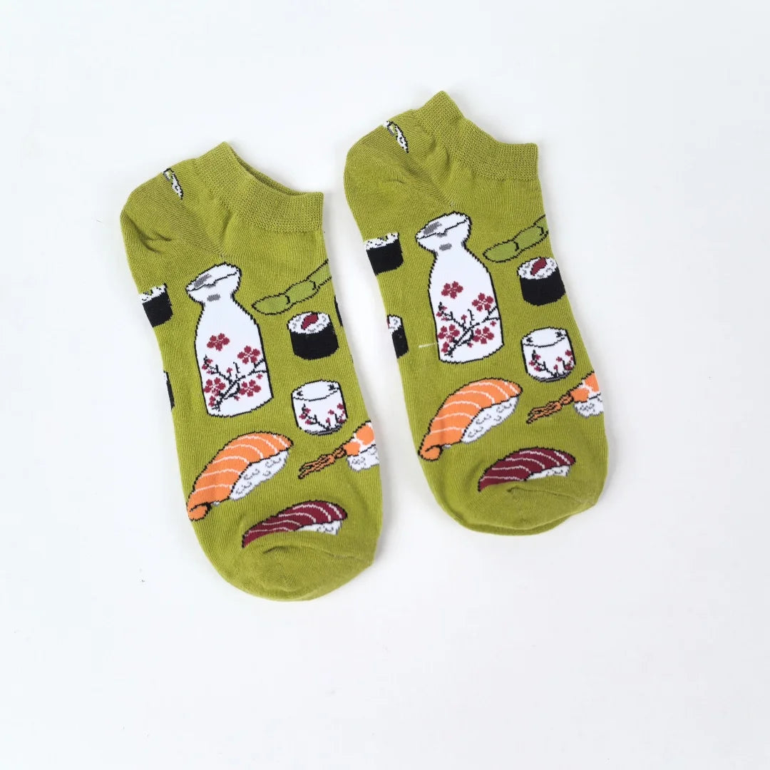 Cotton Blend Sushi Print Casual Ankle Socks - 3