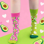 Avocado Heart Print Cotton Blend Mid Calf Socks