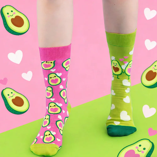 Avocado Heart Print Cotton Blend Mid Calf Socks