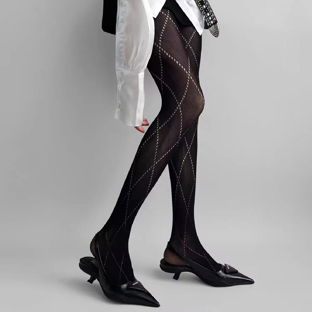 Geometric Pattern Nylon Mesh Pantyhose Tights
