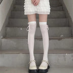Nylon Elastane Bowknot Thigh High Stockings