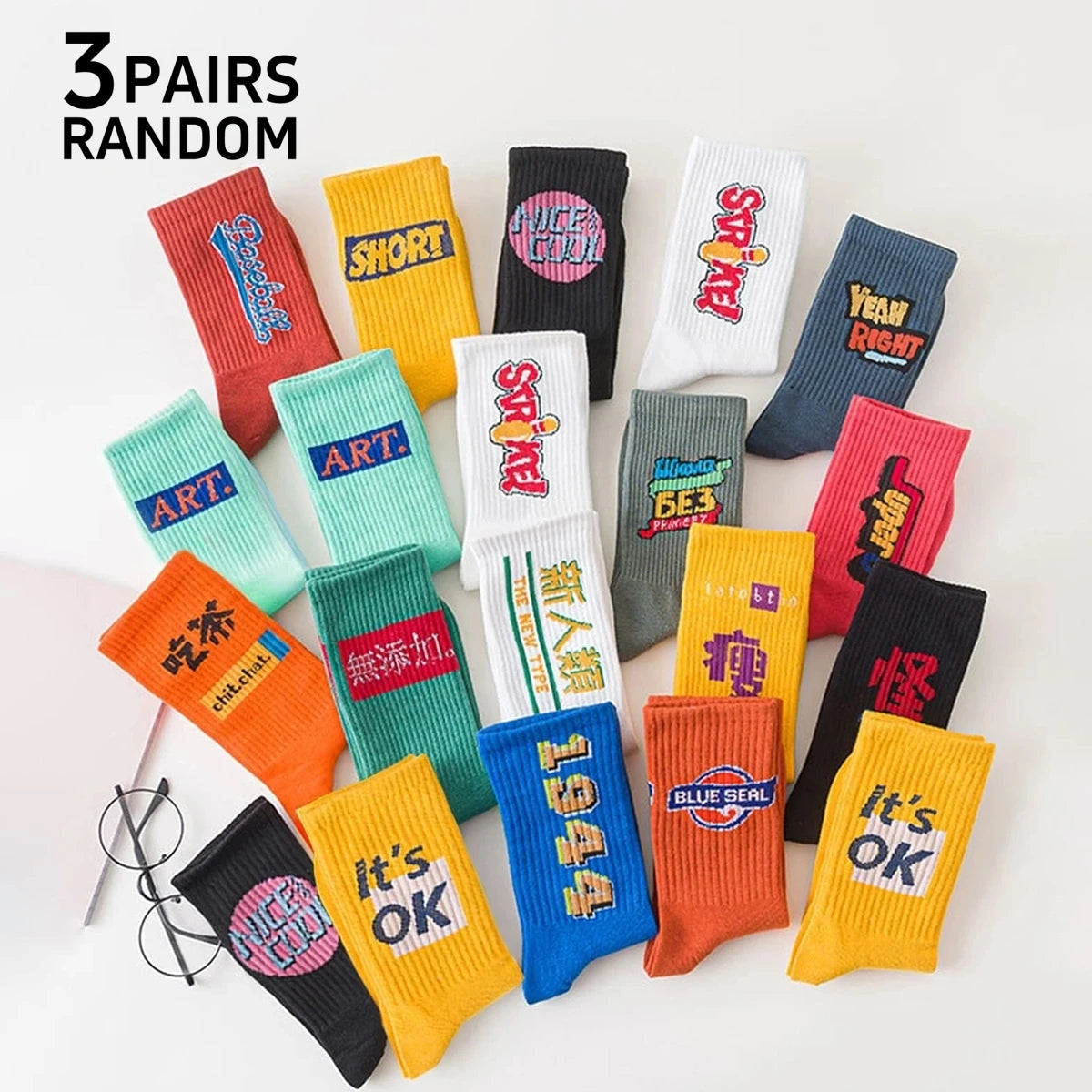 Polyester Elastane Knit Crew Socks