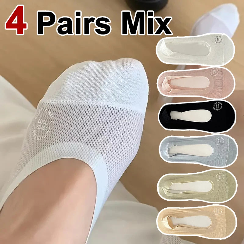 Cotton Elastane Blend Low Cut Invisible Socks