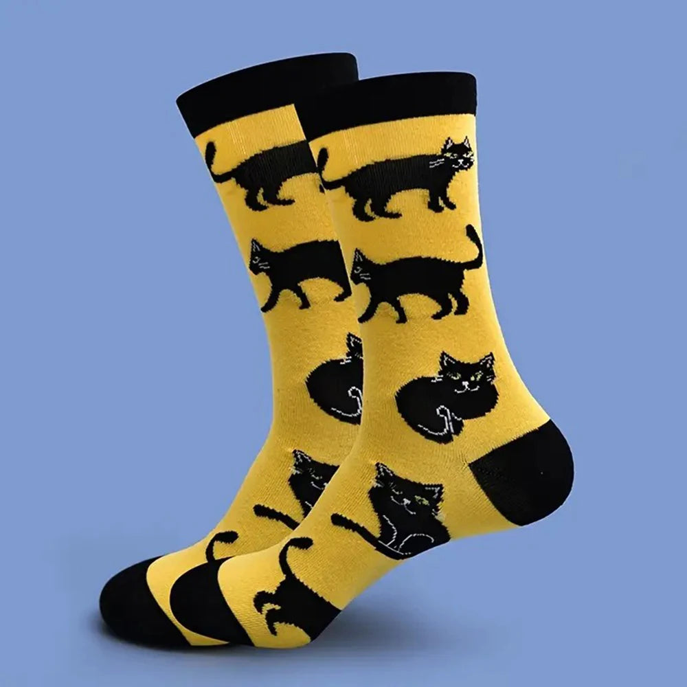 Cotton Cat Pattern Mid Tube Casual Socks