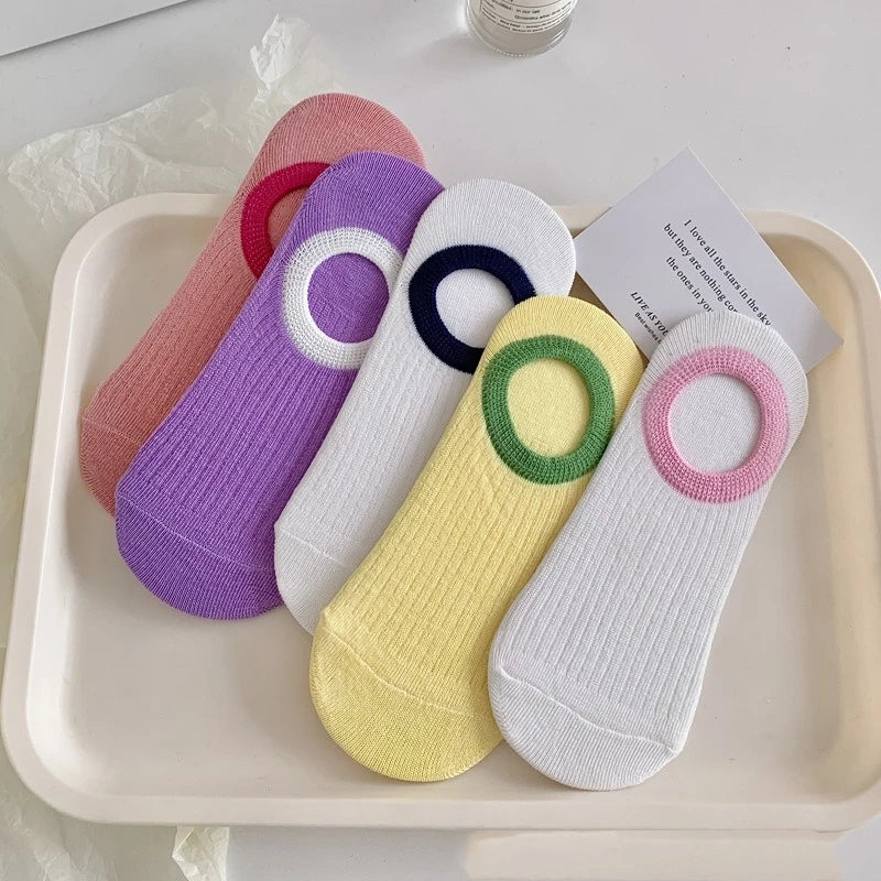 5 Pair Women Low Cut Nylon Ankle Socks - 10
