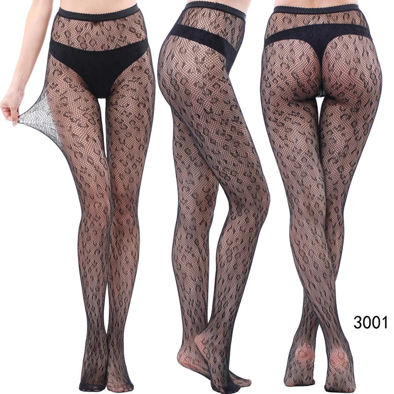 Nylon Spandex Jacquard Patterned Fishnet Pantyhose Tights