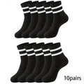 Polyester Blend Striped Mid Tube Crew Socks