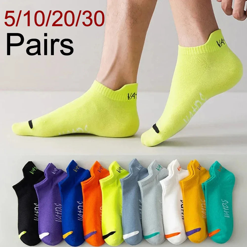 Men Breathable Polyester Ankle Socks Sports Invisible Casual Footwear
