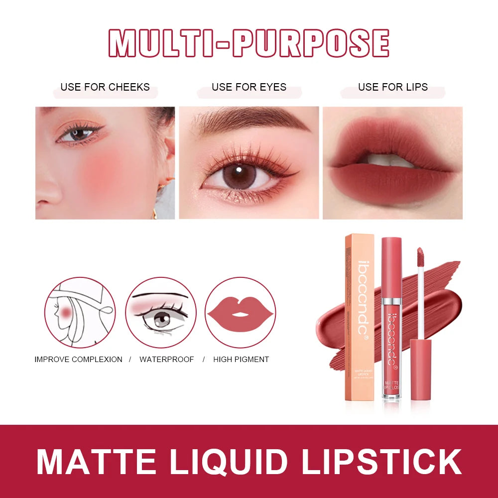 Matte Velvet Liquid Lipstick Waterproof Long Lasting Lip Glaze
