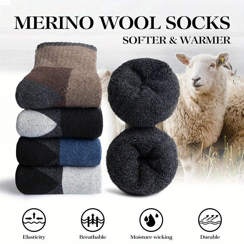 Thick Wool Blend Crew Socks for Winter Warmth