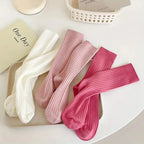 Cotton Blend Ribbed Crew Socks for Women