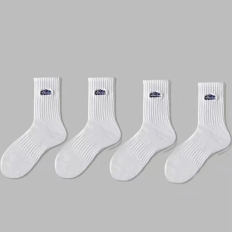 Polyester Blend Crew Socks Casual Footwear 4 Pair Set