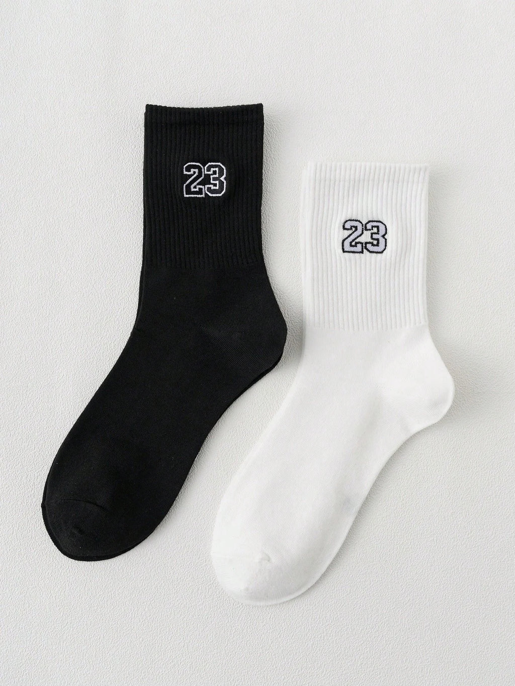 Polyester Elastane Crew Socks Number 23 Pattern