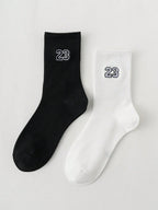 Polyester Elastane Crew Socks Number 23 Pattern