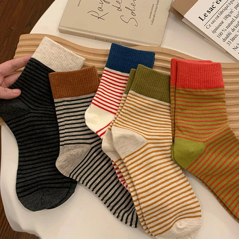 Striped Polyester Elastane Crew Socks Women - 8