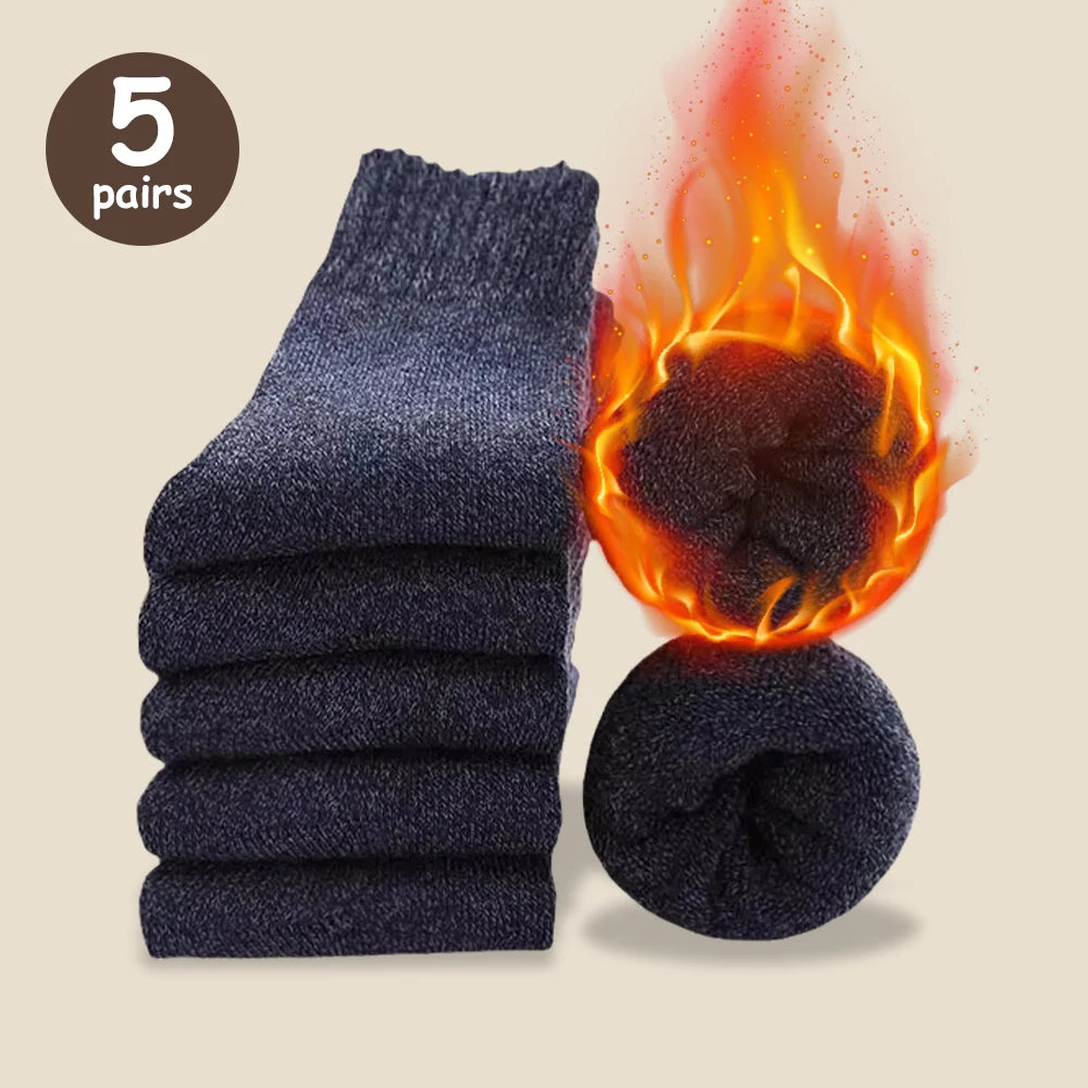 Thick Polyester Elastane Blend Mens Winter Crew Socks - 15