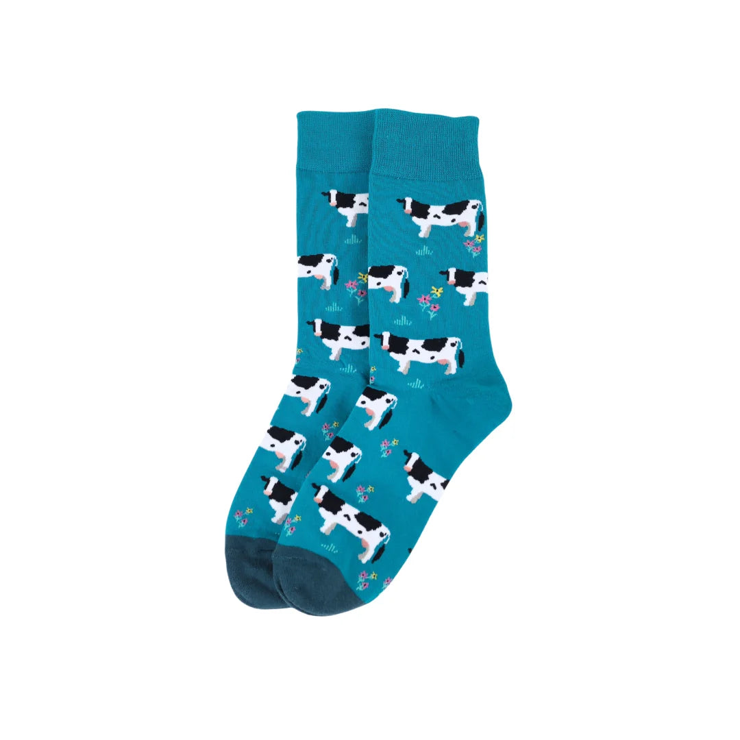 Cotton Blend Cow Pattern Unisex Crew Socks