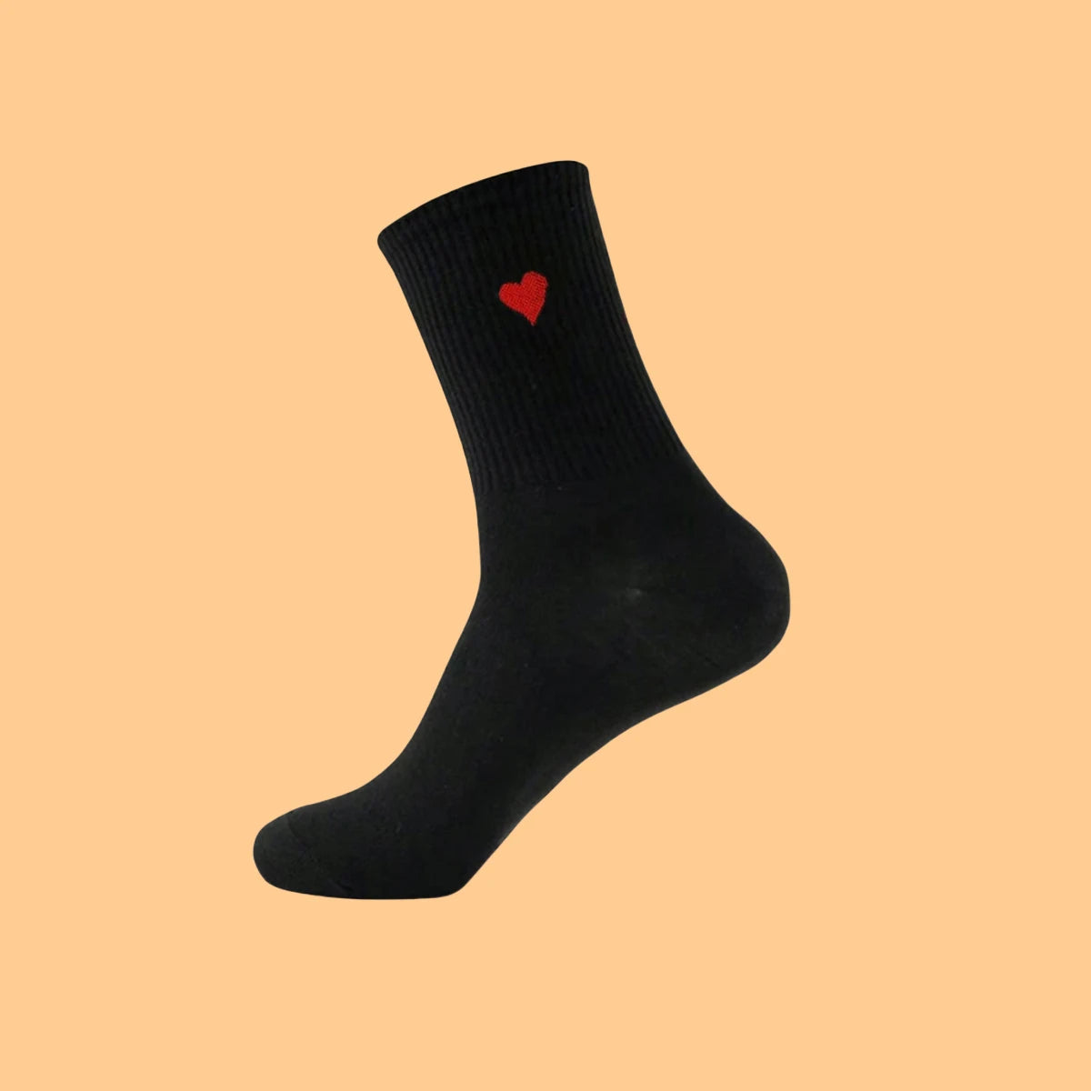 Polyester Elastane Heart Pattern Crew Socks - 6
