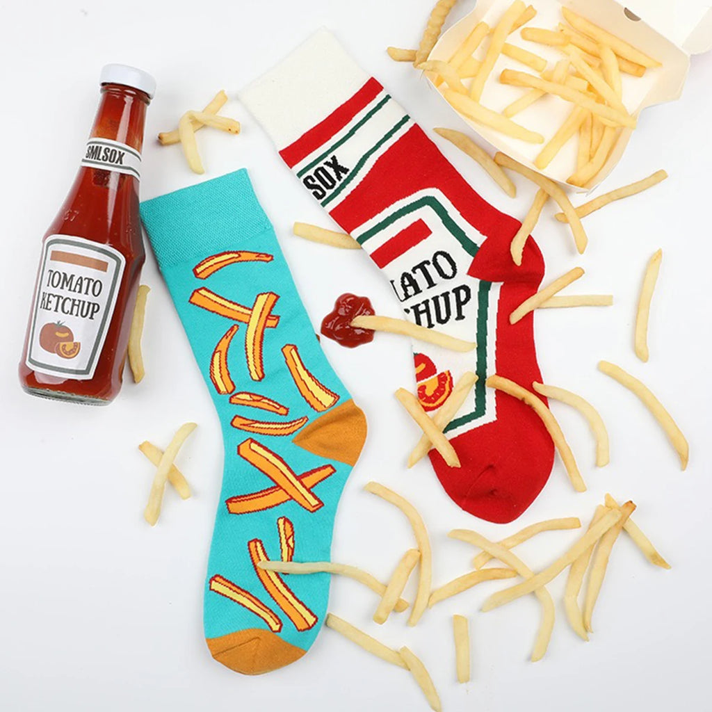 Cotton Blend Novelty Food Print Mid Calf Socks