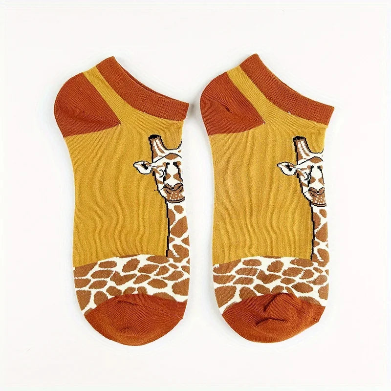 Cotton Giraffe Print Ankle Socks