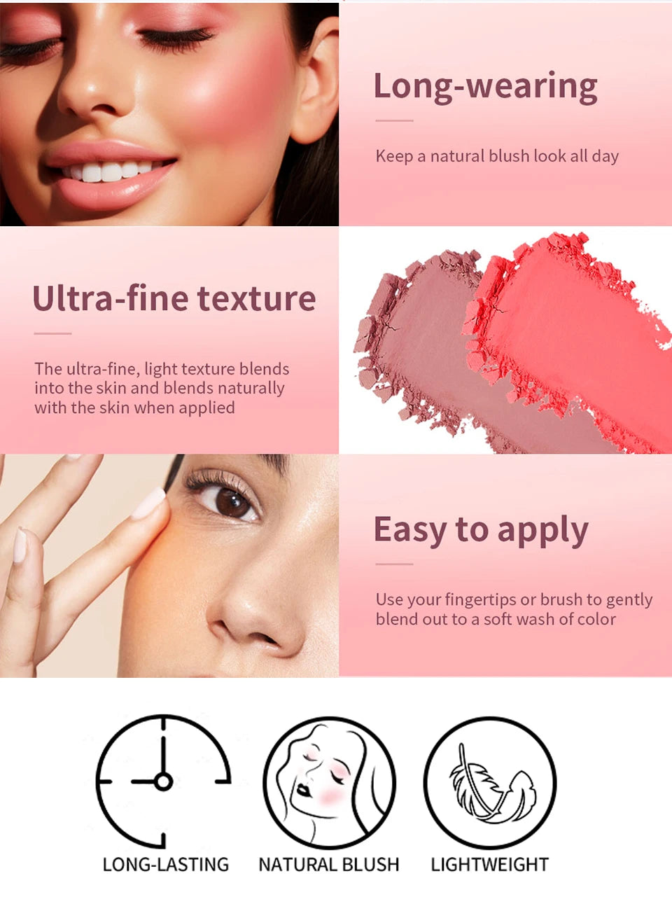 Matte Embossed Powder Blush Palette for Natural Cheek Color - 10