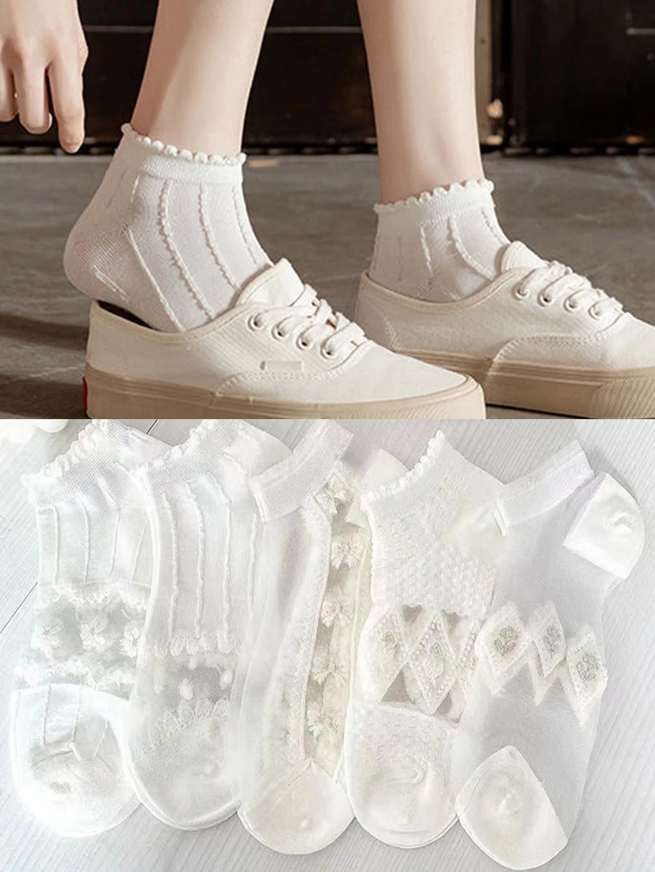 Polyester Elastane Women Low Tube Casual Ankle Socks 5 Pack - 8