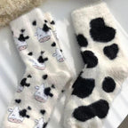 Polyester Elastane Cow Pattern Plush Socks